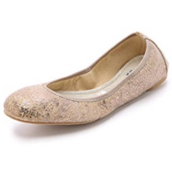 Stuart Weitzman Frisky Scrunch Penny Ballet Flats 9.5 Crackled Gold - Picture 1 of 8